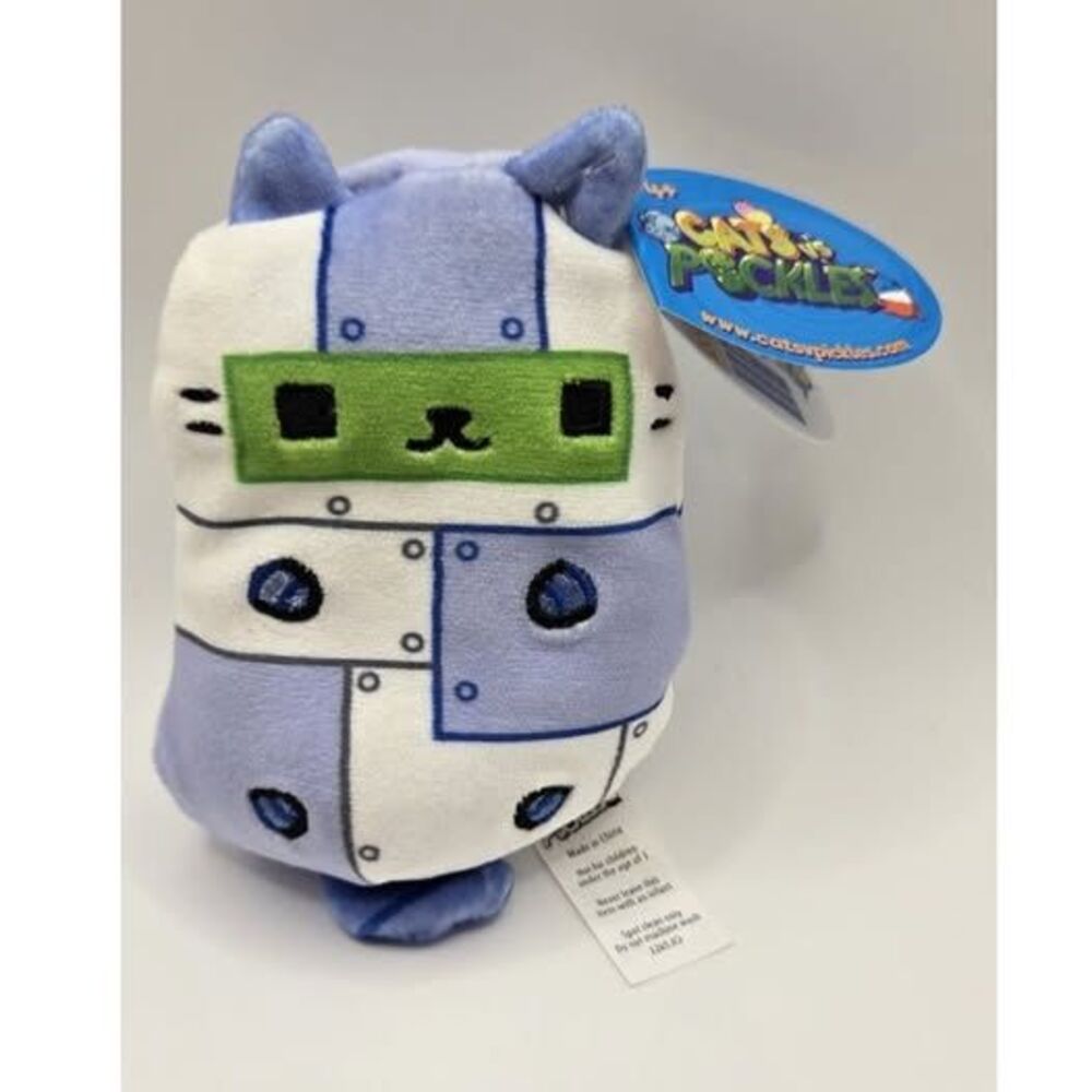 Cats vs Pickles #505 Cyborg Cat – Fuchsia Wave – Rare Robot Kitty Bean Plush